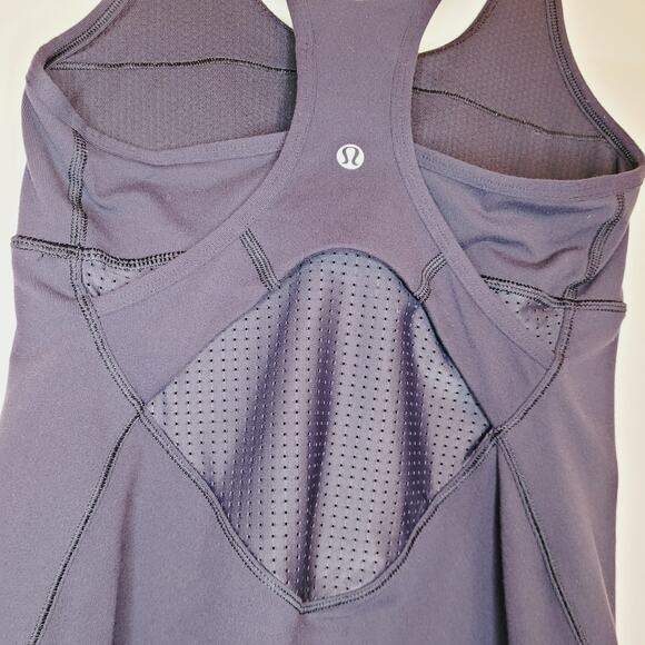 Lululemon womens black mesh racer back athletic tank top Size 4 - Picture 4 of 7